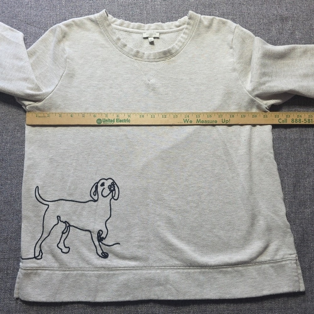 Talbots Sweatshirt Womens Large Oatmeal Heather Dog Graphic Crewneck Pullover - Picture 4 of 6